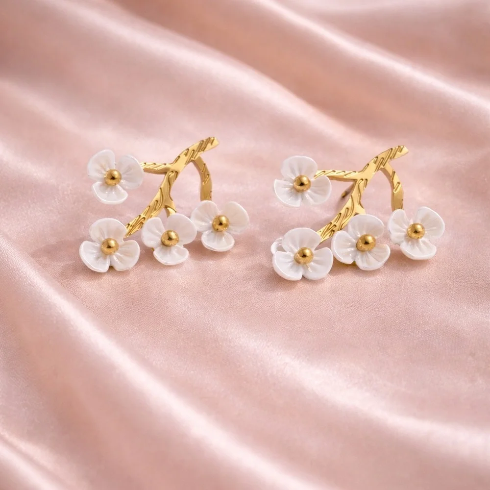 Cherry Blossom Gold Earrings